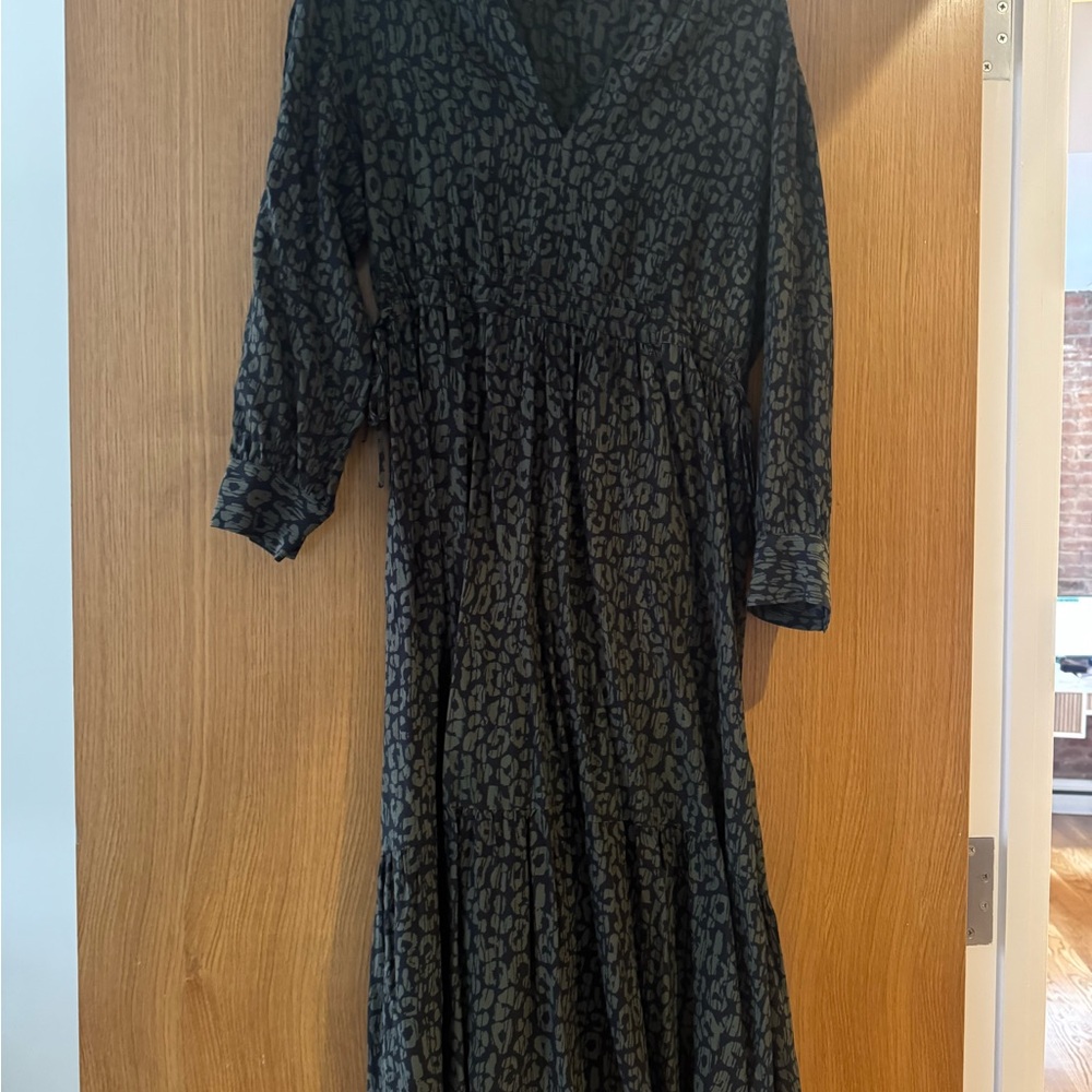 Rails Olive Animal Print Long Sleeve Dress